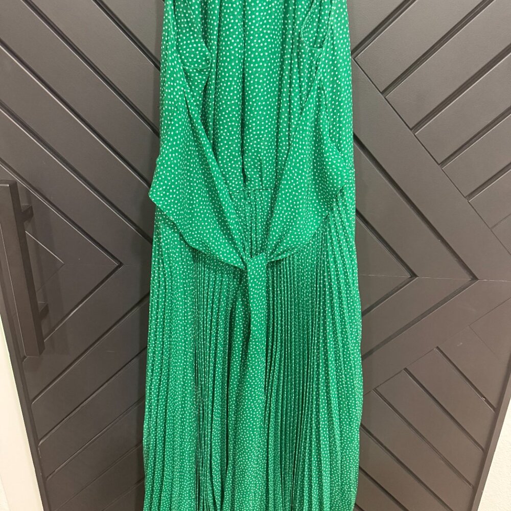 Carolina Herrera Sleeveless Green Dress with white dots. - Picture 2 of 8